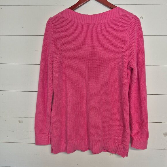 Talbots Womens Pink Knit Sweater Ribbed Crewneck Long Sleeve - Picture 5 of 5